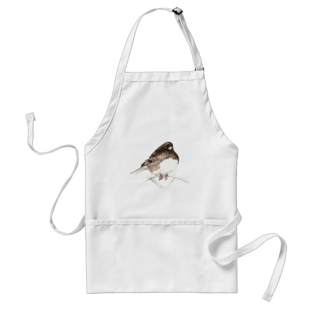 Cute Little Junco, Watercolor Nature Bird Adult Apron (Front)