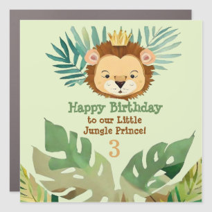 Cute Little Jungle Lion Birthday Car Magnet