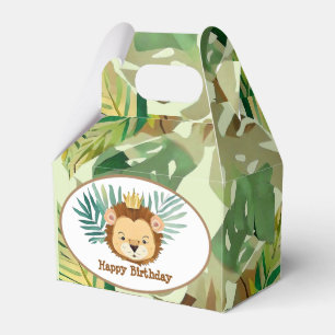 Cute Little Jungle Lion Birthday Favor Boxes