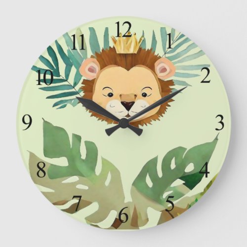 Cute Little Jungle Lion Birthday Large Clock