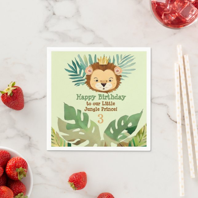 Cute Little Jungle Lion Birthday Napkins (Insitu)