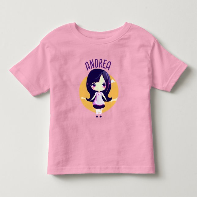 Cute Little Kawaii Anime Girl Personalized Toddler T-shirt (Front)