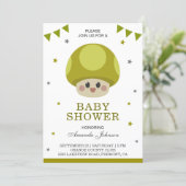 Cute Little Kawaii Mushroom Baby Shower Invitation (Standing Front)