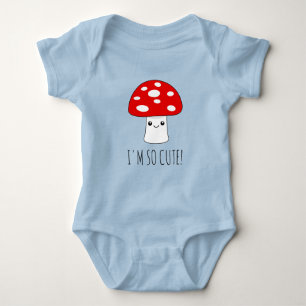 Cute little Kawaii mushroom drawing Baby Bodysuit