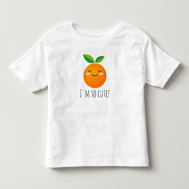 Cute little kawaii orange fruit face drawing toddler t-shirt (Front)