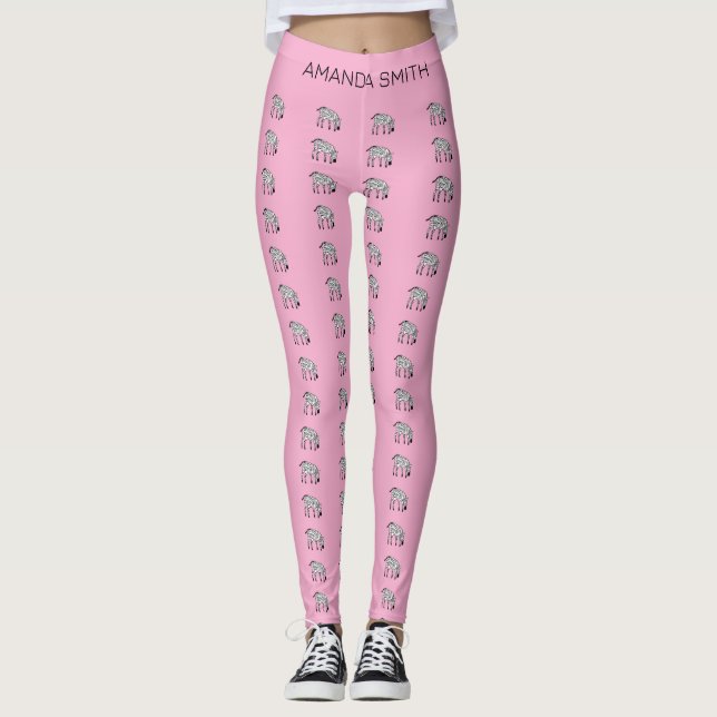  Cute Little Kenyan Zebra Pattern Birthday Pink Leggings (Front)
