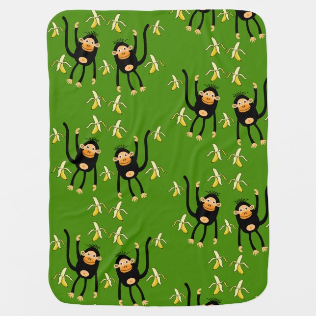 Cute Little Kid Monkey Baby Blanket (Front)
