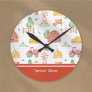 Cute Little Kids Farmer Pattern with First Name Round Clock
