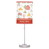Cute Little Kids Farmer Pattern with First Name Table Lamp (Front)