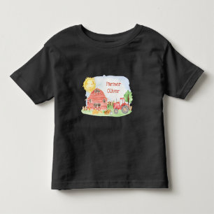 Cute Little Kids Farmer with First Name Toddler T-shirt