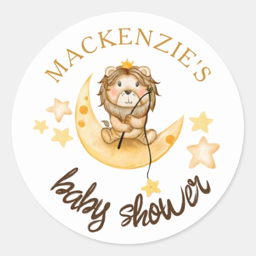 Cute Little King Safari Lion Baby Shower Boy Classic Round Sticker