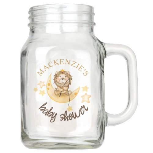 Cute Little King Safari Lion Boy Baby Shower Mason Jar