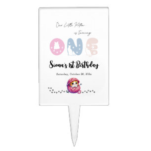 Cute Little Kitten 1st Birthday Cake Pick