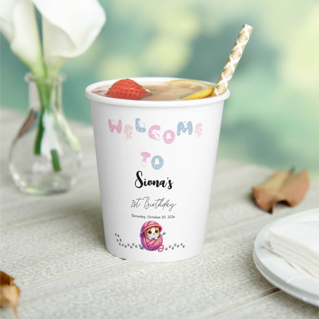 Cute Little Kitten 1st Birthday Party  Paper Cups (Insitu)