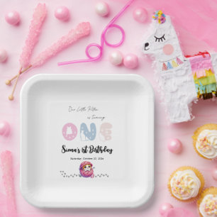 Cute Little Kitten 1st Birthday Party Paper Plates