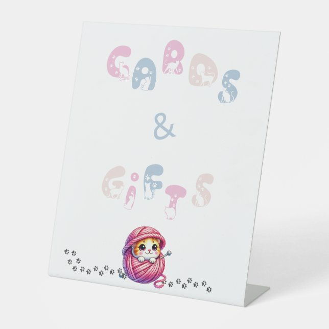 Cute Little Kitten 1st Birthday Pedestal Pedestal Sign (Front)