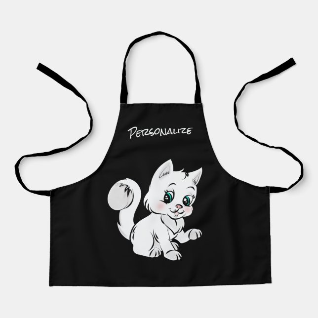 Cute Little Kitten Cat Lover Kids Personalized Apron (Front)
