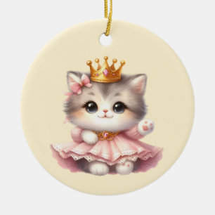 Cute little Kitten Princess Ceramic Ornament