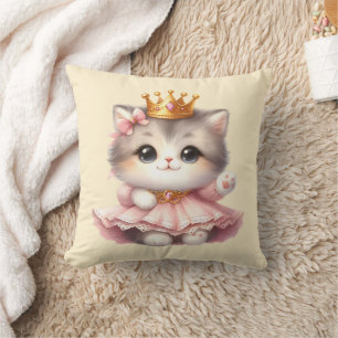 Cute little Kitten Princess Throw Pillow