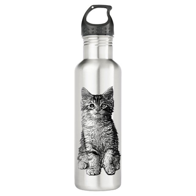 Cute Little Kitten Water Bottle (Front)