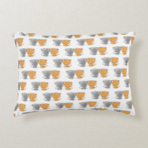 Cute Little Kittens Orange and Grey Cat Pattern Decorative Pillow