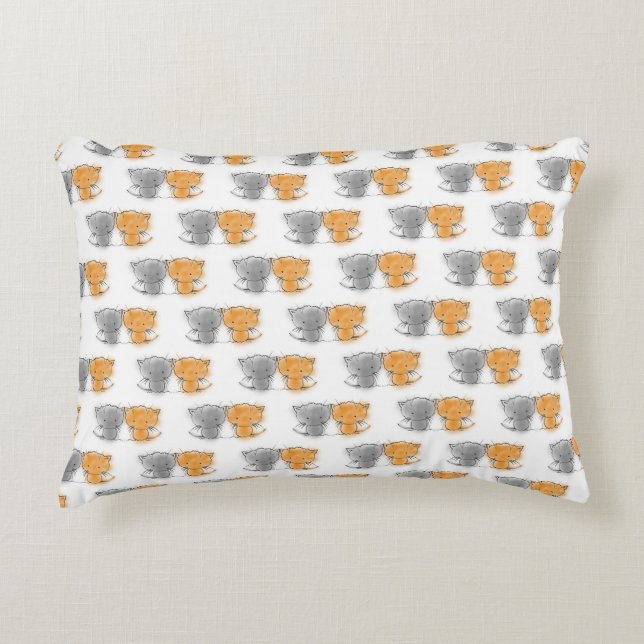 Cute Little Kittens Orange and Grey Cat Pattern Decorative Pillow (Front)