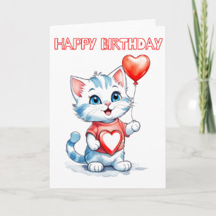 Cute Little Kitty Cat Happy Birthday Card