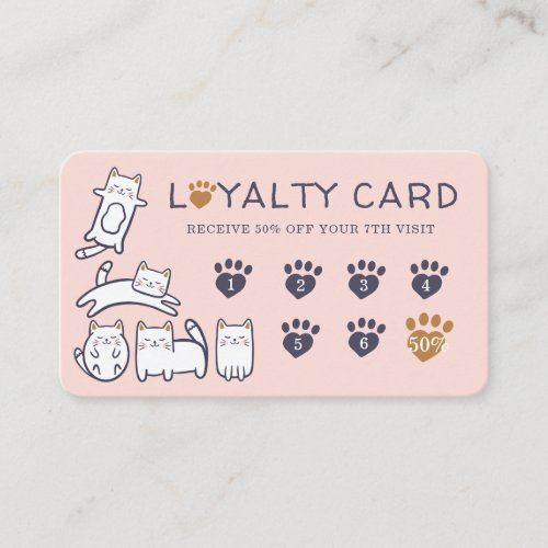 Cute Little Kitty Cat Pet Care  Grooming Loyalty Business Card