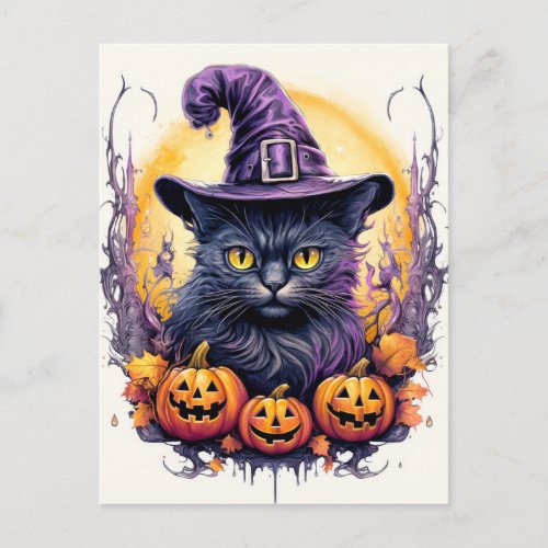 Cute Little Kitty Cat Witch Postcard