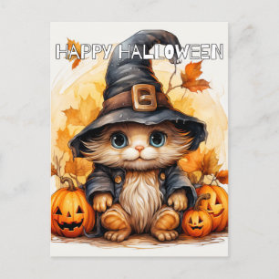 Cute Little Kitty Cat Witch Postcard