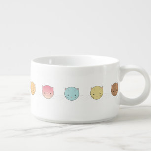 Cute Little Kitty Faces Illustrated Art Bowl