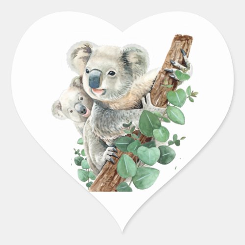 Cute Little Koala Bear Australian Animal Art  Heart Sticker