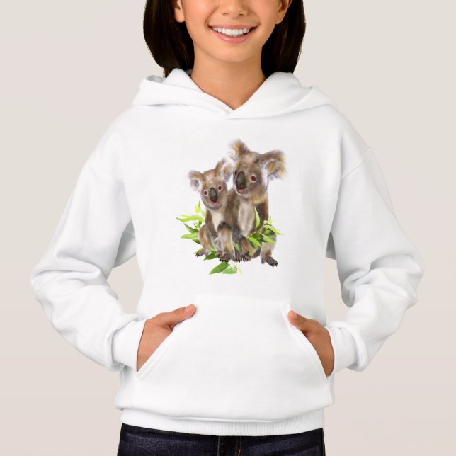 Cute Little Koala Bear Australian Animal Art Hoodie (Front)