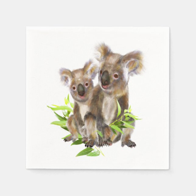 Cute Little Koala Bear Australian Animal Art Paper Napkins (Front)
