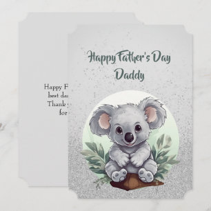 Cute Little Koala Bear Happy Father's Day Daddy Note Card
