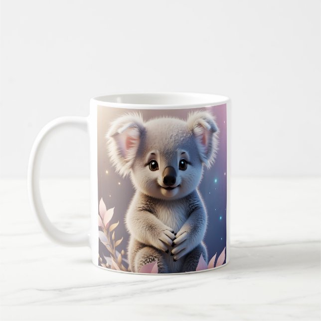Cute Little Koala Fantasy Dreamy Gradient Coffee Mug (Left)