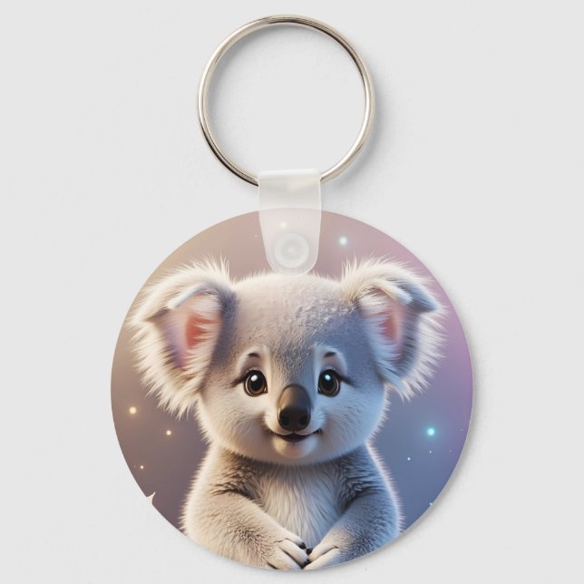Cute Little Koala Fantasy Dreamy Gradient Keychain (Front)