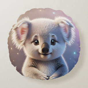 Cute Little Koala Fantasy Dreamy Gradient Round Pillow