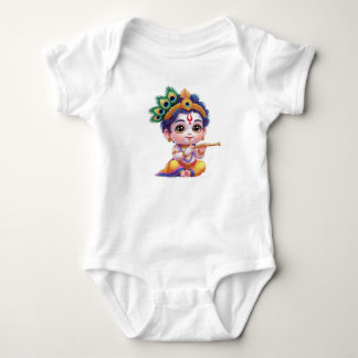 Cute Little Krishna Baby Art Outfit – Hindu God Baby Bodysuit