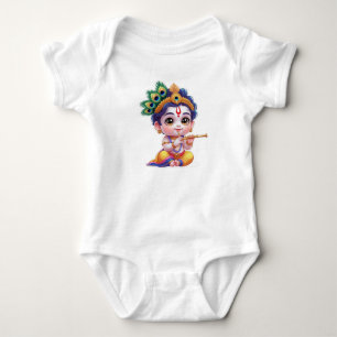 Cute Little Krishna Baby Art Outfit – Hindu God Bodysuit