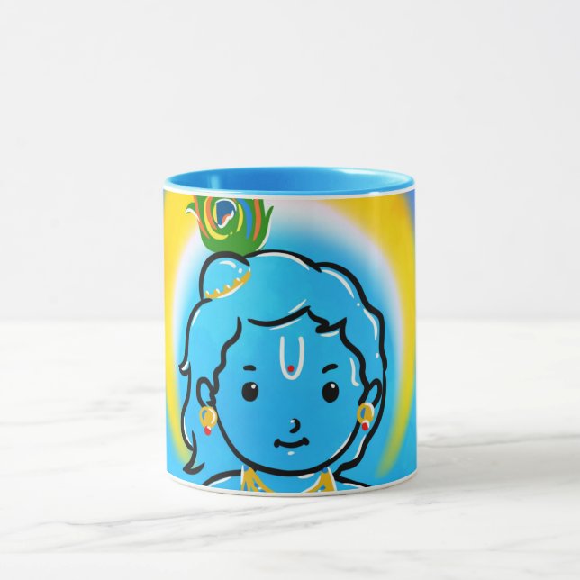 Cute Little Krishna Blessings Art Mug (Center)