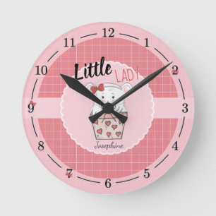 Cute Little Lady Hamster Pink  Round Clock