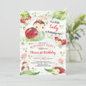 Cute Little Lady Ladybug 1st Birthday Invitation (Standing Front)