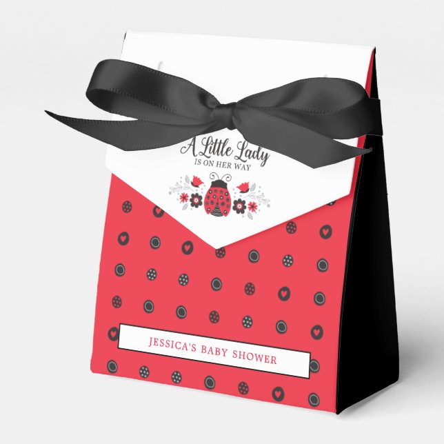 Cute Little Lady Ladybug Baby Shower Favor Boxes (Front Side)