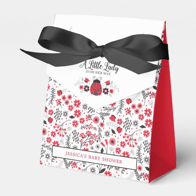 Cute Little Lady Ladybug Baby Shower Favor Boxes (Front Side)