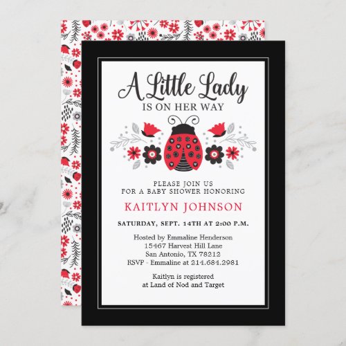 Cute Little Lady Ladybug Baby Shower Invitation