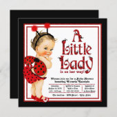 Cute Little Lady Red Ladybug Baby Shower Invitation (Front/Back)
