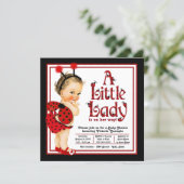 Cute Little Lady Red Ladybug Baby Shower Invitation (Standing Front)