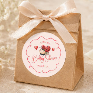 Cute Little Ladybug Baby Shower Classic Round Sticker