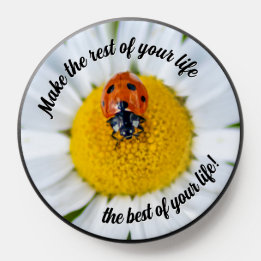 Cute little ladybug black dots motivational quote PopSocket